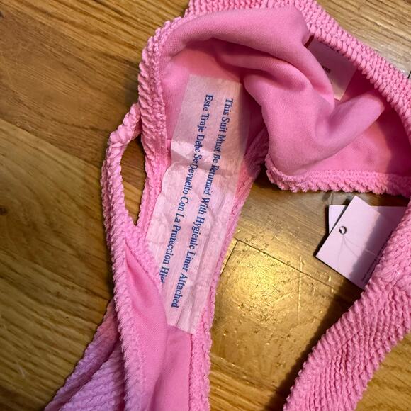 Wild Fable Womens XXS 00 Pink Ribbed Low Rise Cheeky High Leg Swim Bikini Bottom - Picture 6 of 9